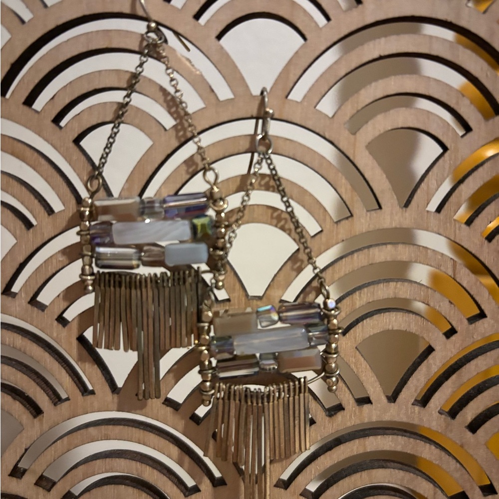 Silver and Iridescent Fringe Earrings